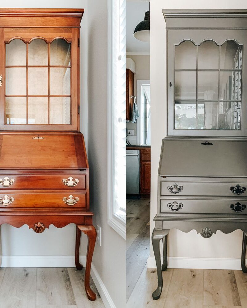 Antique Secretary Painted Before and After