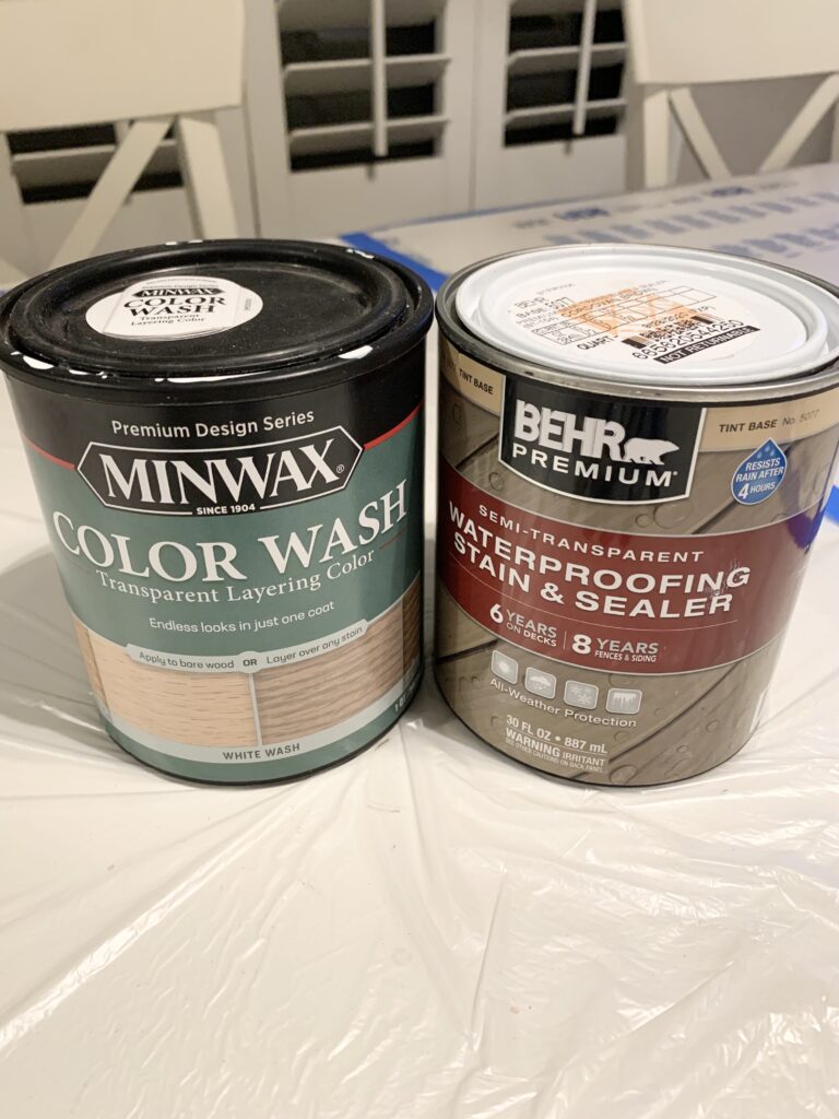 Minwax White Wash and Behr Stain & Sealer in Cordovan Brown 