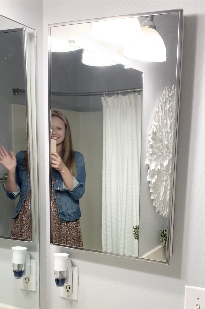Old medicine cabinet in bathroom