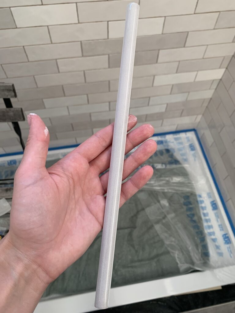 shower trim for zellige tile similar to Bedrosians Cloe White