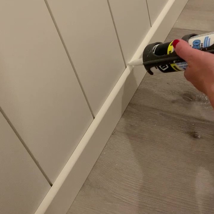 caulking MDF shiplap and baseboards