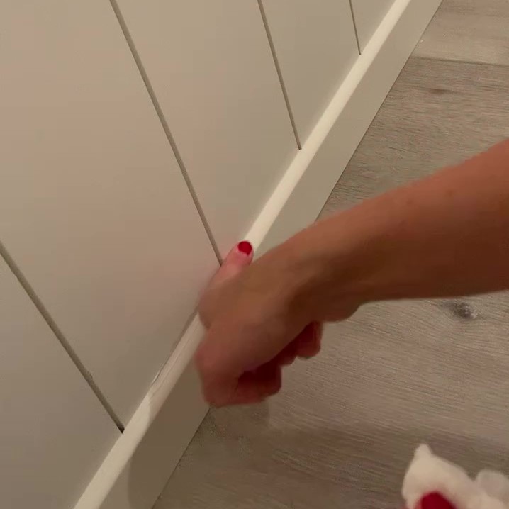 caulking MDF shiplap and baseboard transition