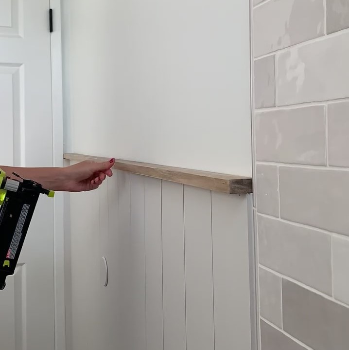 installing wood trim above MDF shiplap