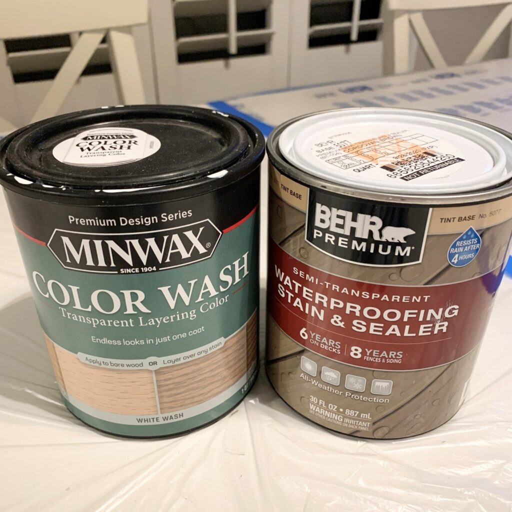 Minwax White Wash and Behr Cordovan Brown