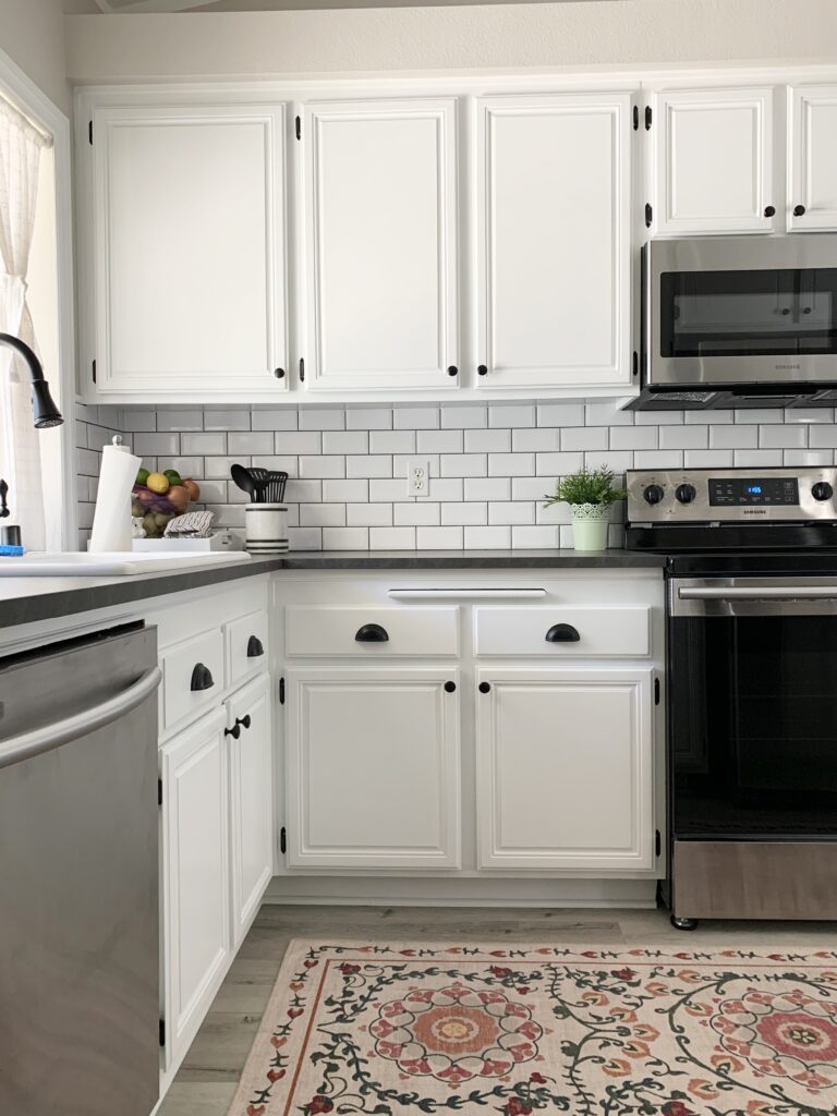 Sherwin Williams Pure White on Kitchen Cabinets