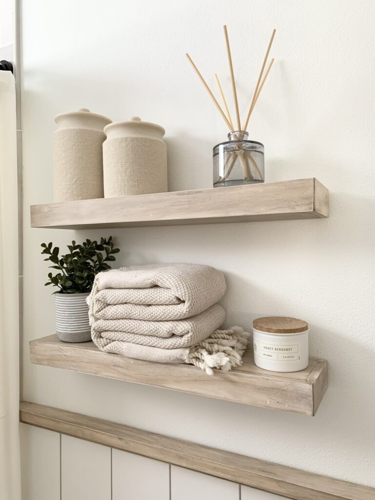 DIY floating bathroom shelves