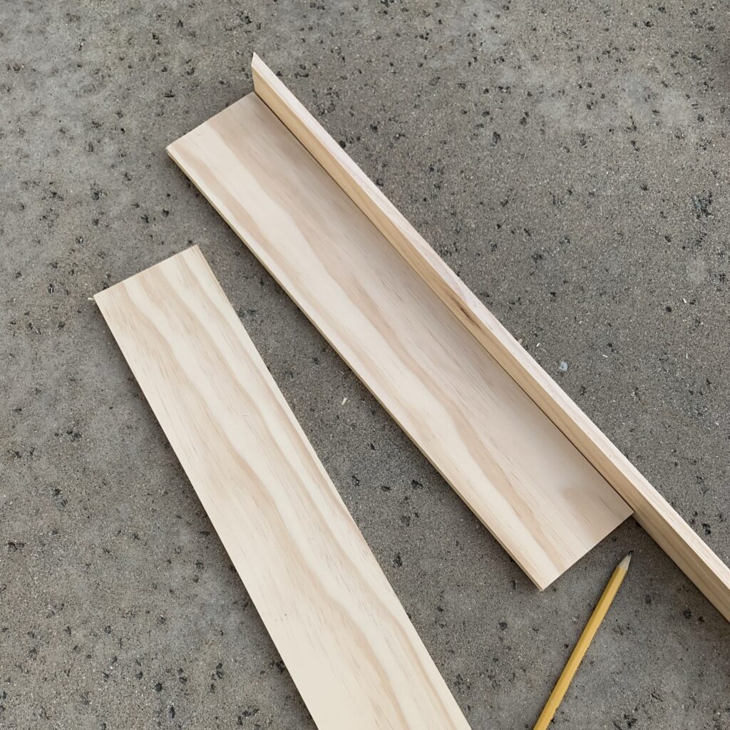 cut wood for floating shelves