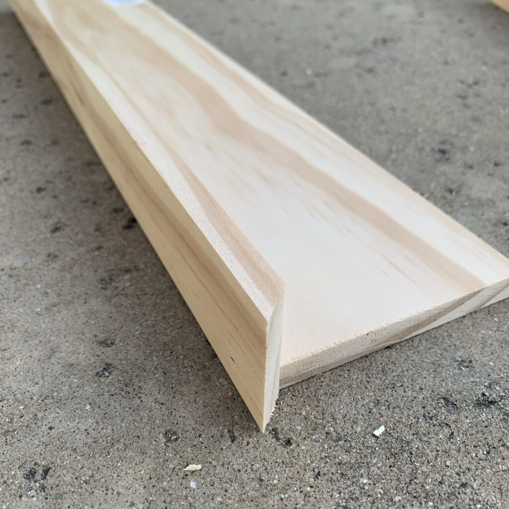 cut DIY bathroom floating shelves