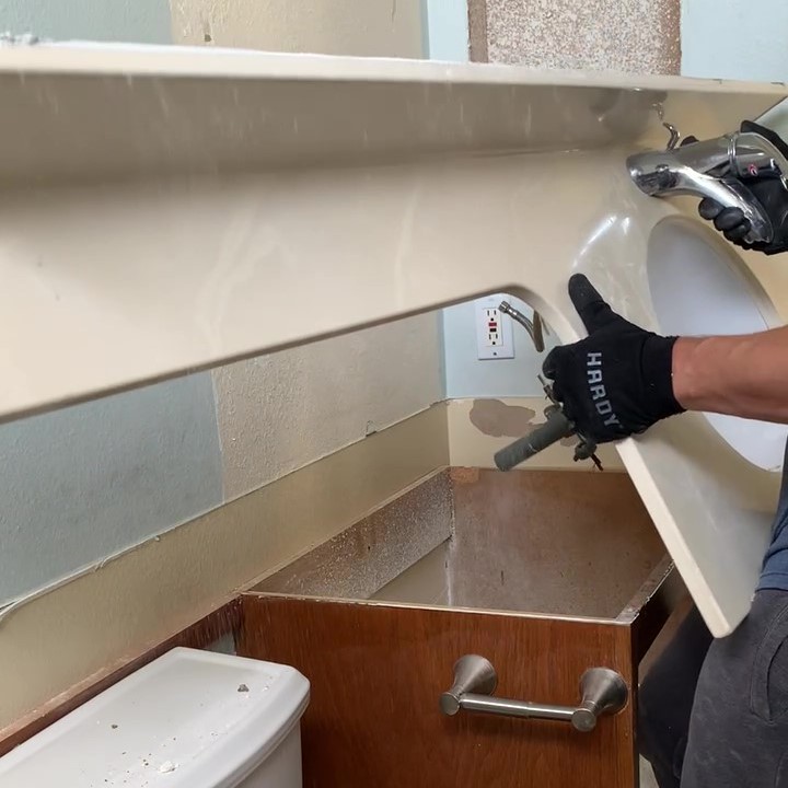 DIY bathroom vanity removal