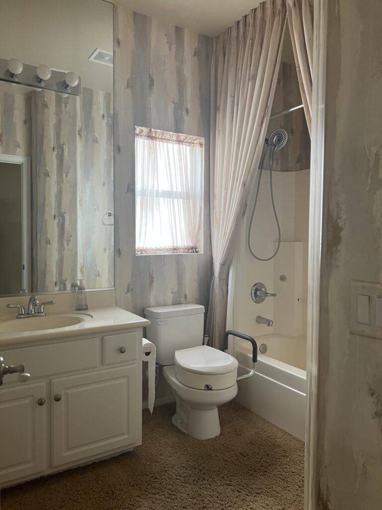 old bathroom with carpet