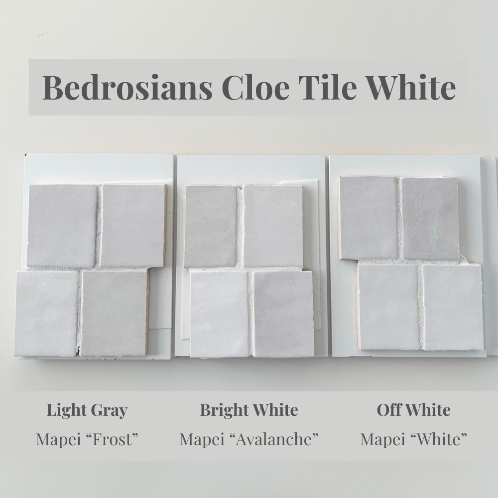 Bedrosians Cloe Tile White with Mapei Frost, Mapei Avalanche and Mapei White grout
