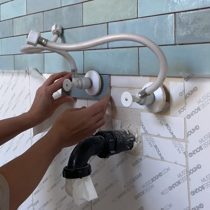 how to cut tile around water lines
