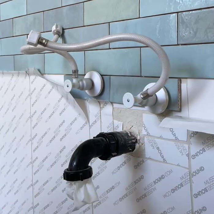 installing tile around water lines