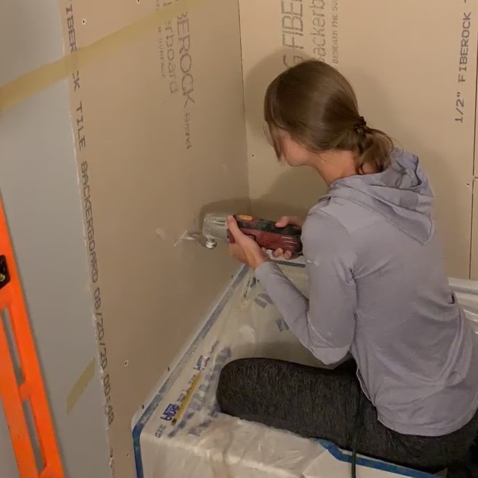 cutting a hole for a shower niche