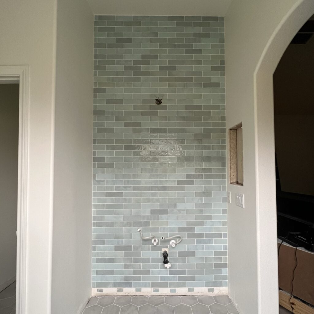 Bedrosians Cloe Baby Blue with Avalanche grout