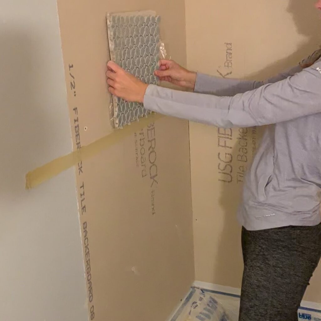 dry fitting mosaic tile for shower niche