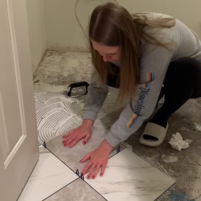 checkered floor install