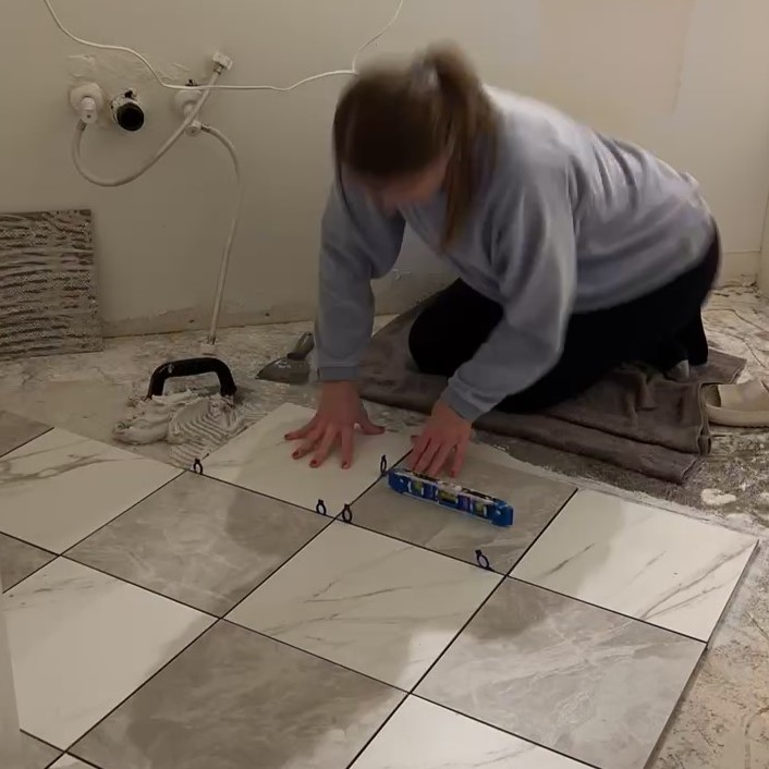 checkered flooring installation