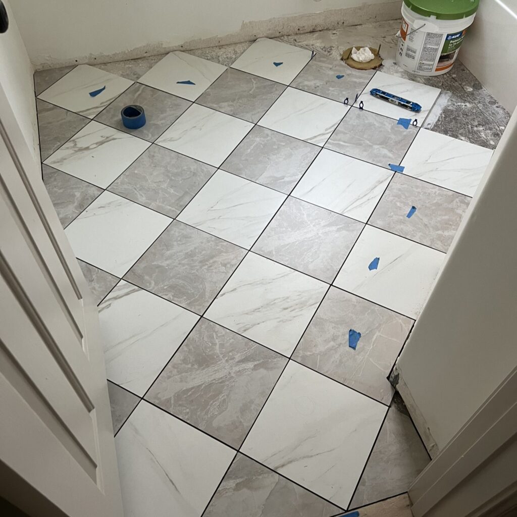 gray checkered floor