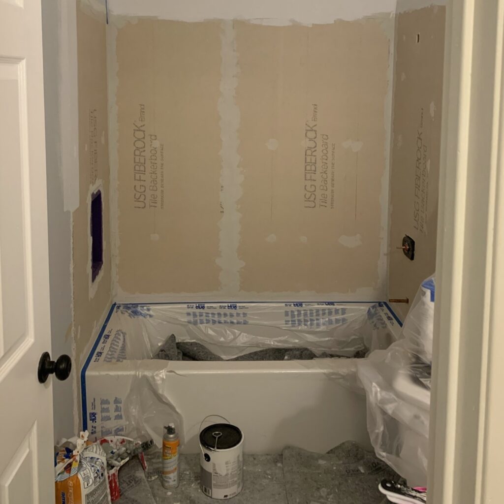 shower with shower niche installation