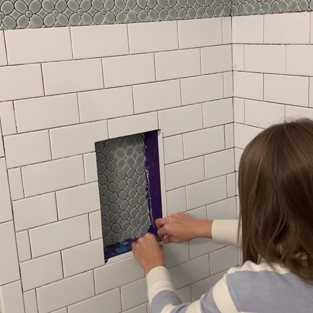 edge trim in shower niche