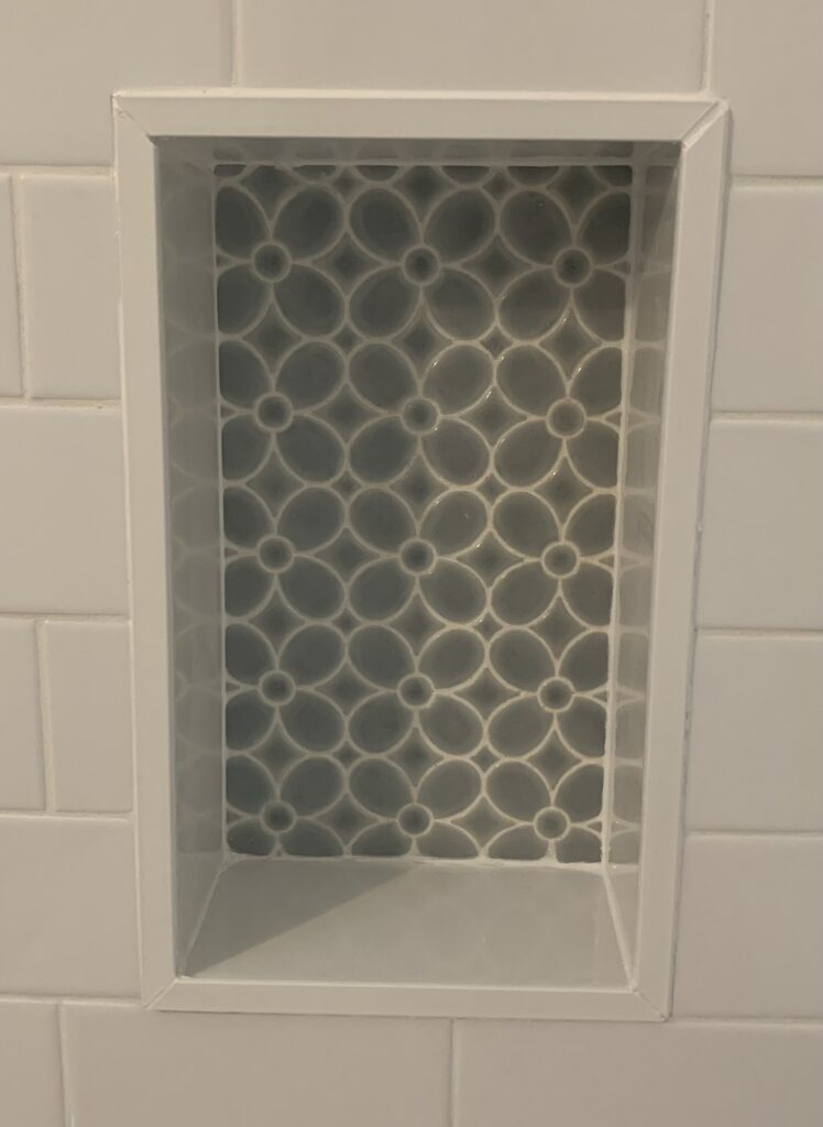 shower niche with silicone