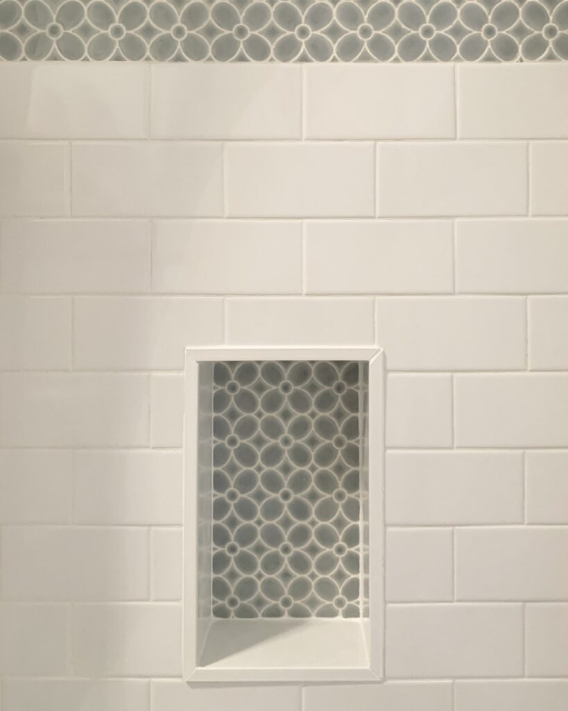 finished custom shower niche