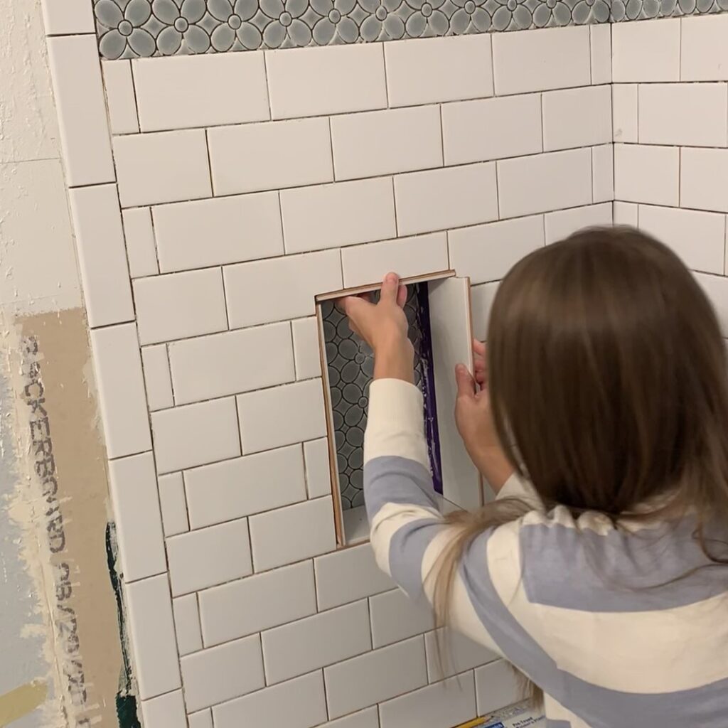 install ceramic tile in shower niche