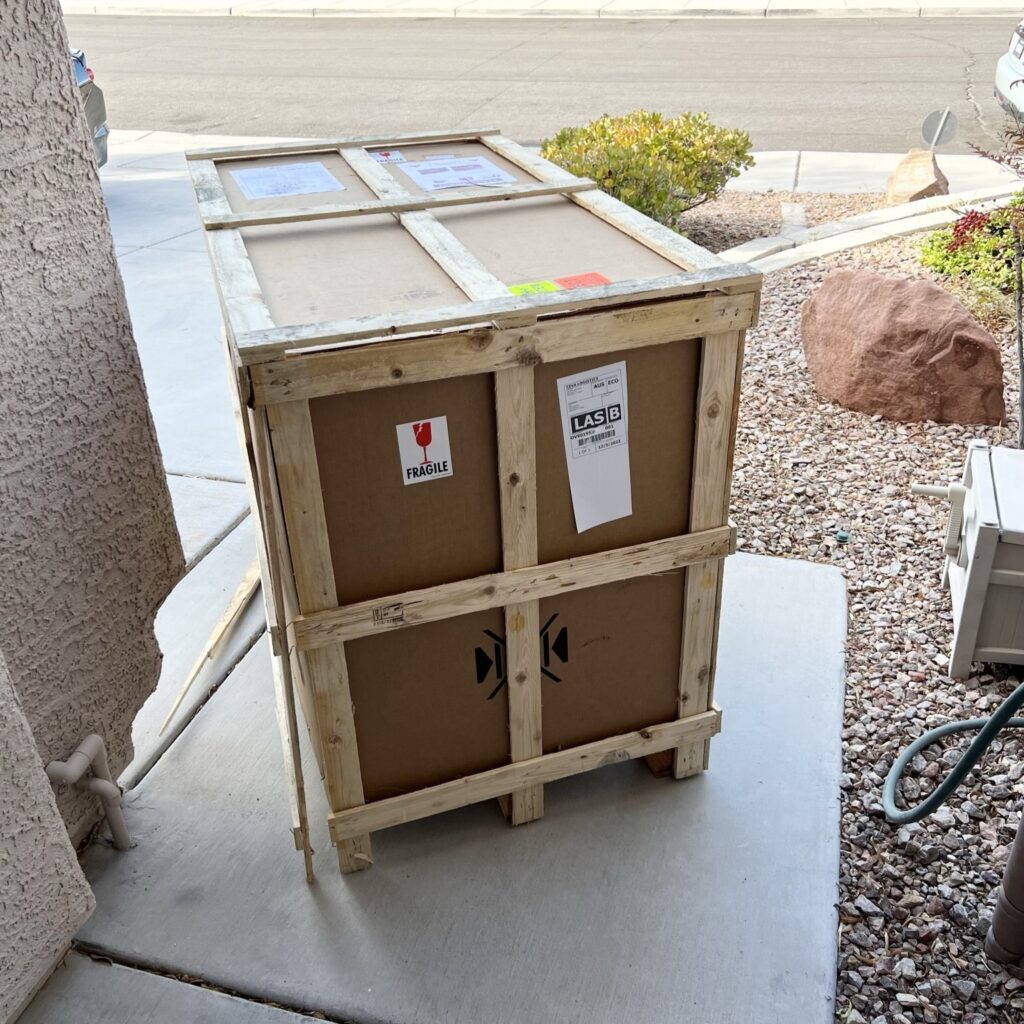 Hallman range in shipping box