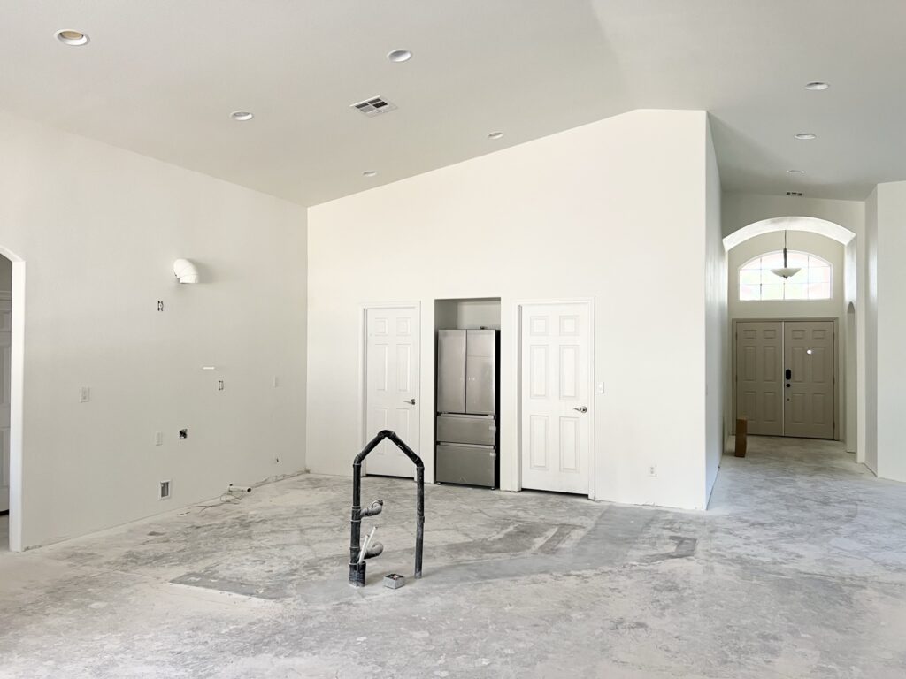 kitchen remodel progress with fresh paint