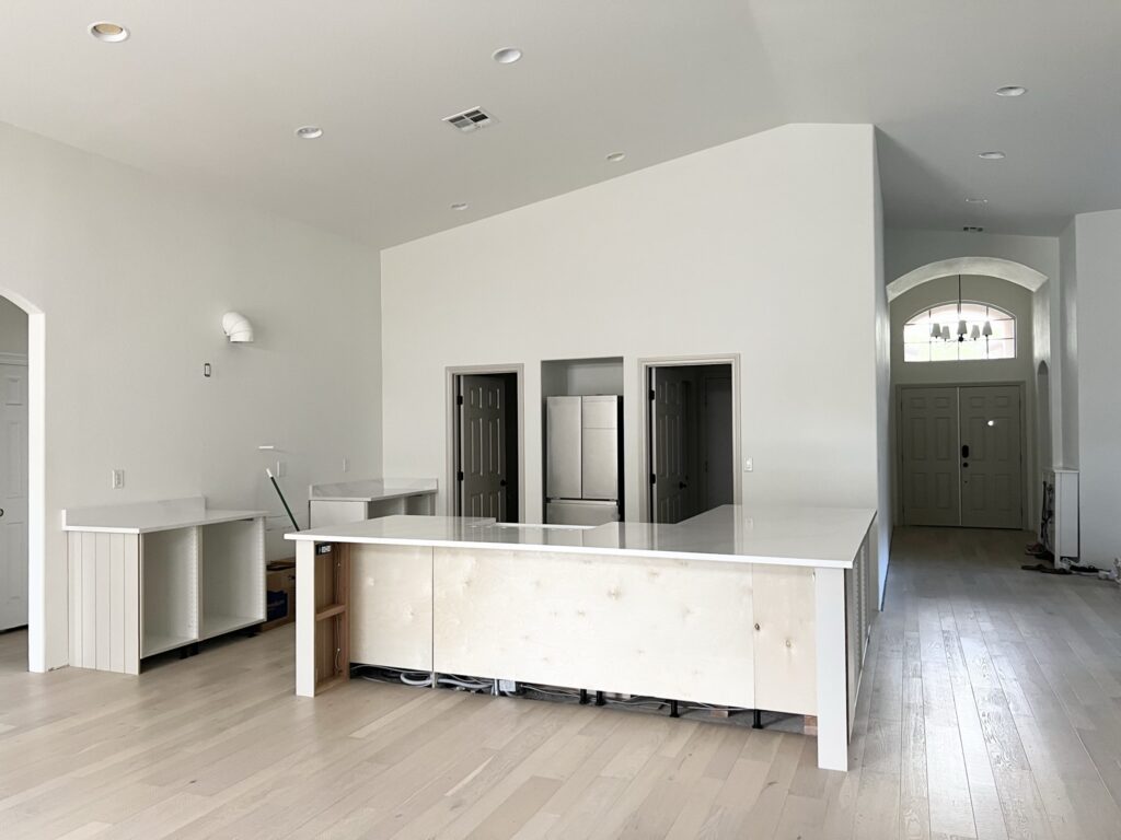 kitchen remodel with IKEA cabinets and Silestone Calacatta Gold quartz countertop installed
