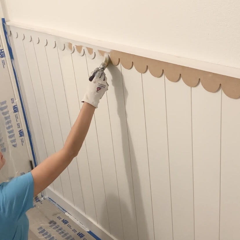 painting scalloped MDF trim