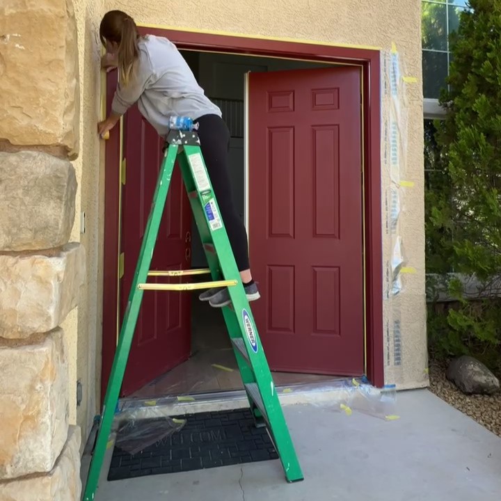 taping off front door to paint