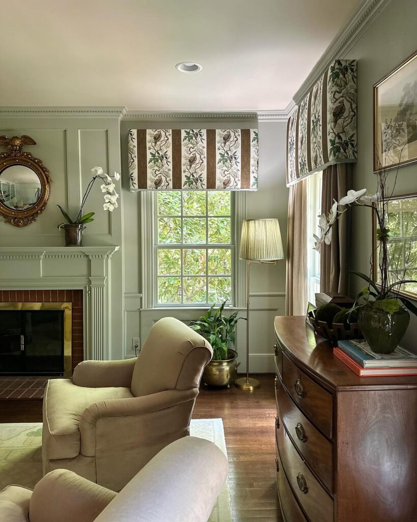 vintage green living room