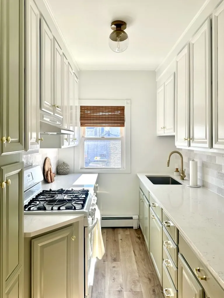 October Mist by Benjamin Moore cabinets