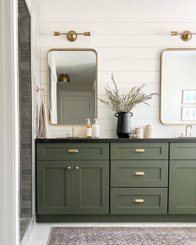 Rosemary by Sherwin Williams bathroom vanity