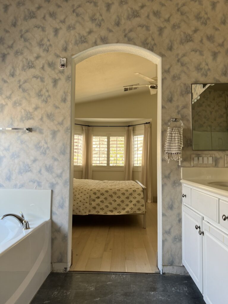 primary bathroom without a door