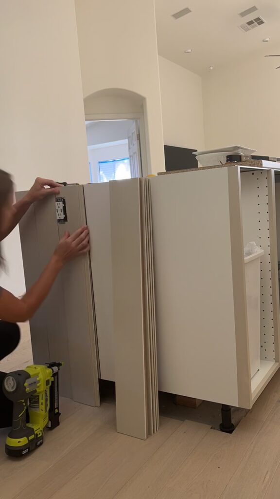 installing shiplap on kitchen island