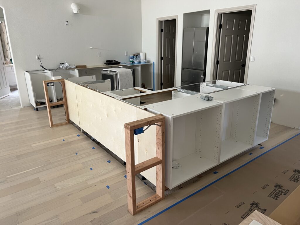build a kitchen island from stock cabinets