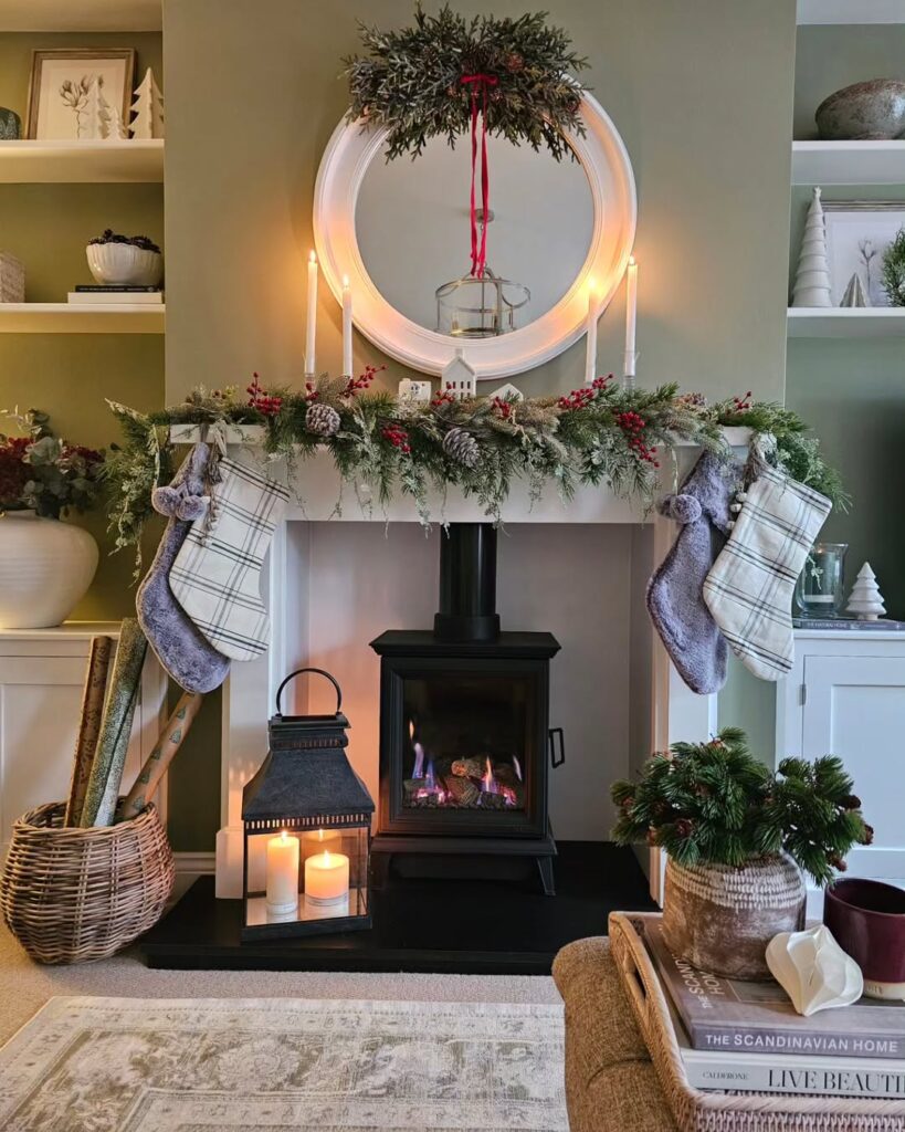 winter fireplace decorations
