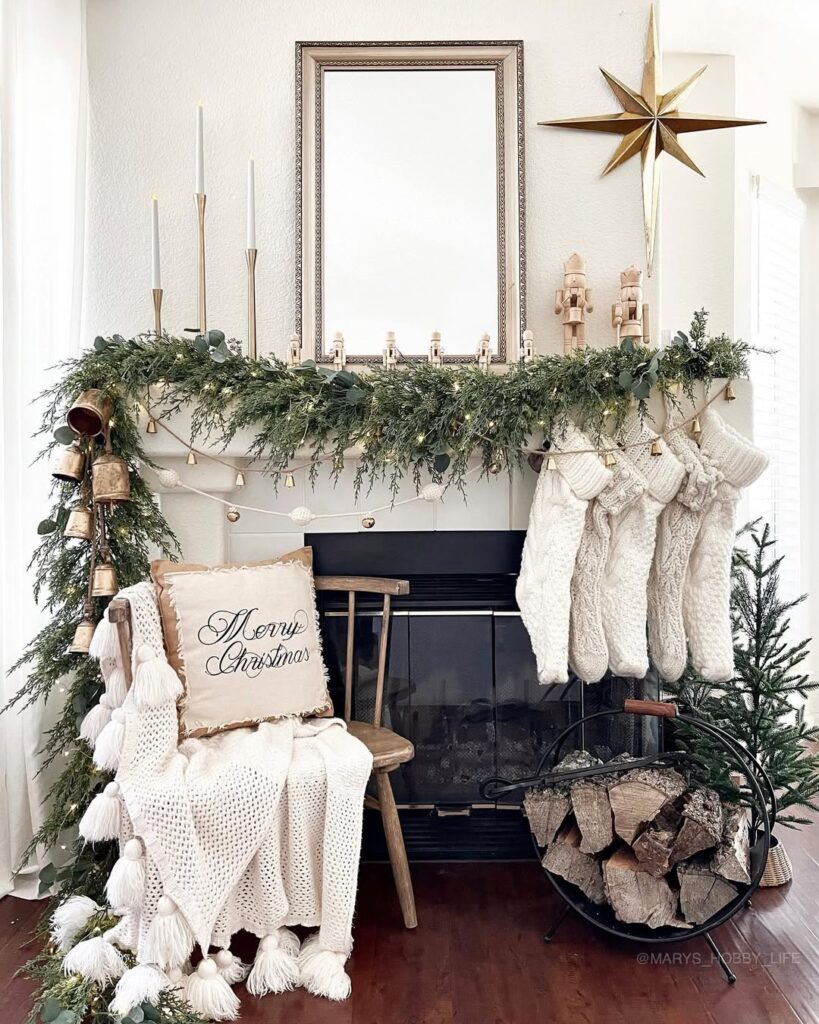 white christmas fireplace decor
