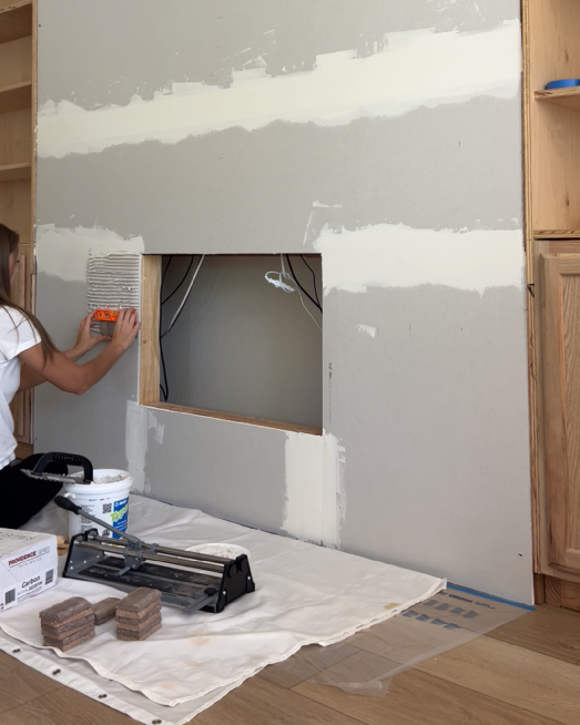 diy electric fireplace with brick veneer