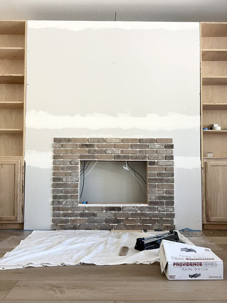 brick veneer fireplace
