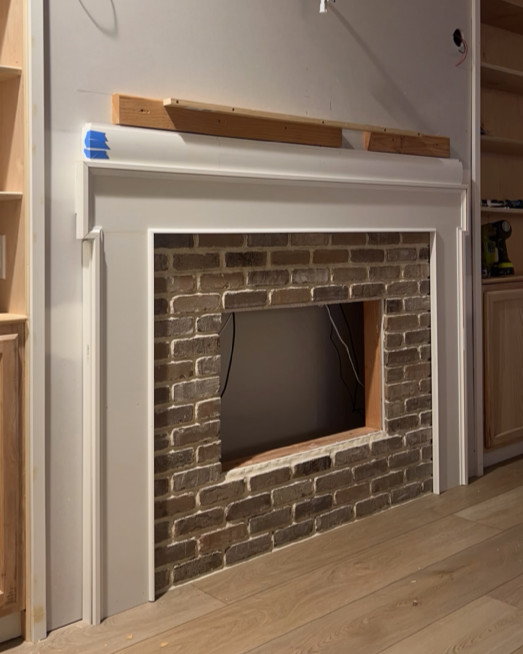 diy fireplace surround with brick veneer