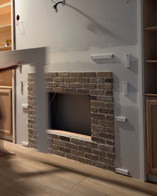 diy electric fireplace with brick veneer