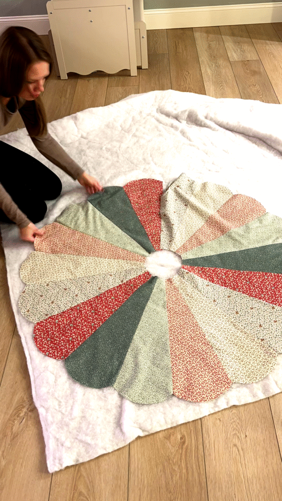 attaching batting to tree skirt