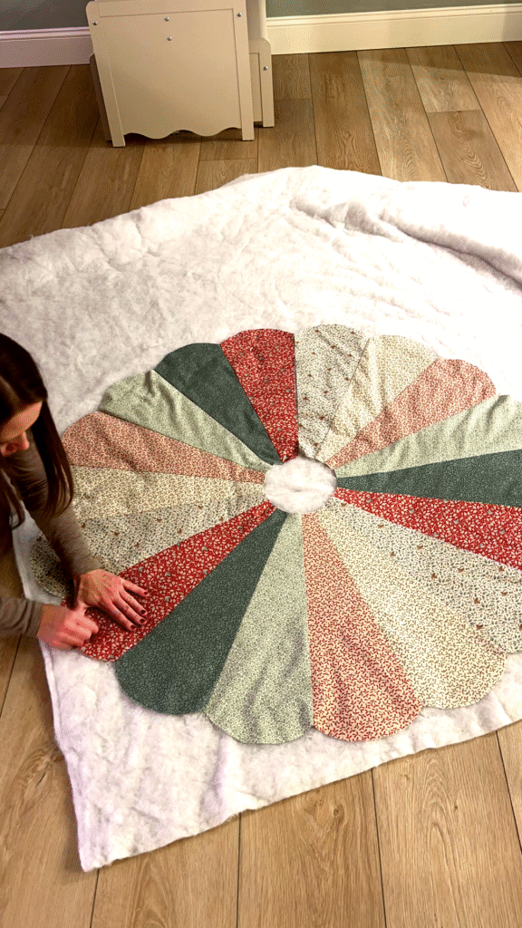 attaching batting to tree skirt