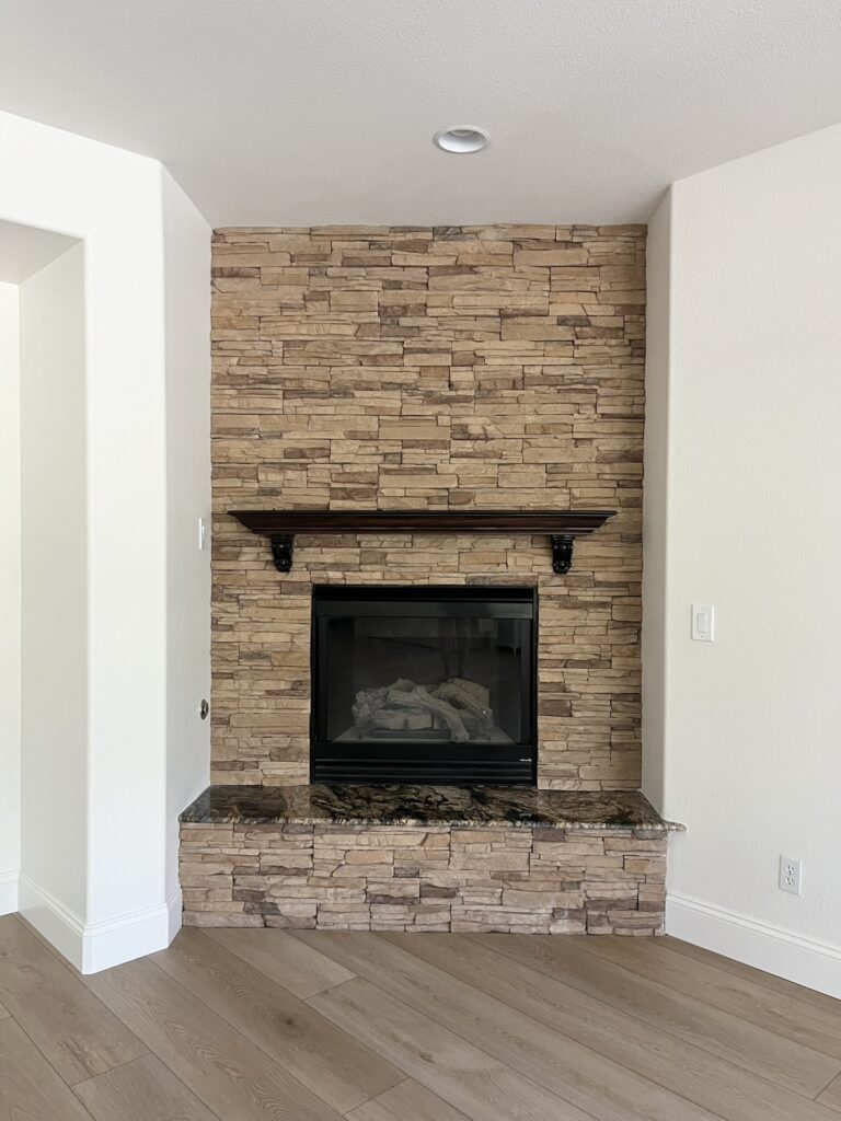 fireplace in the corner