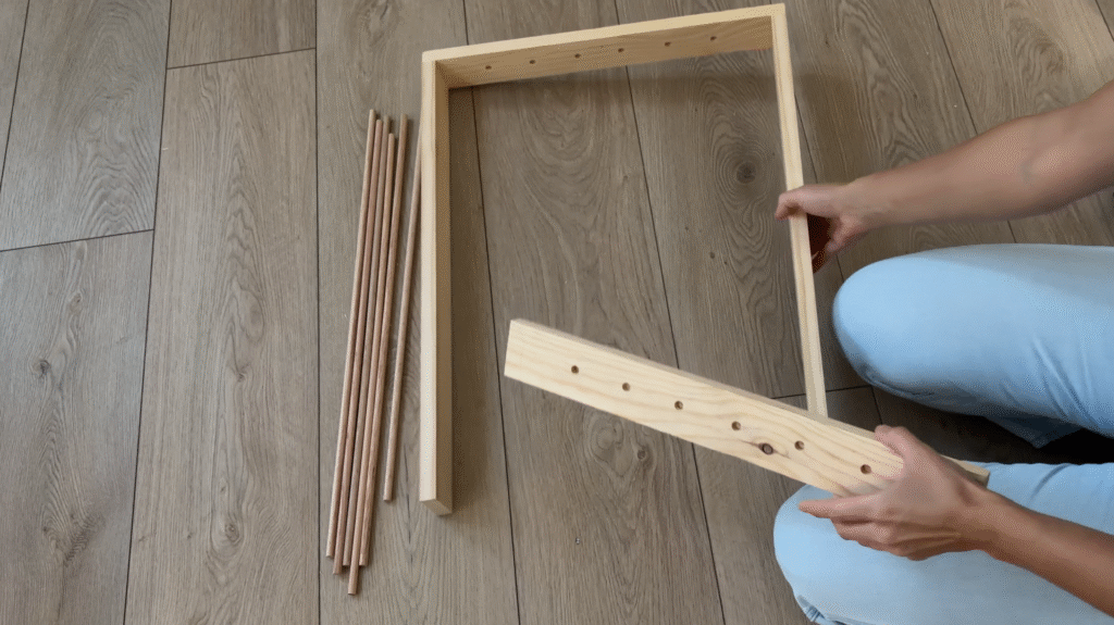 drying rack with dowels