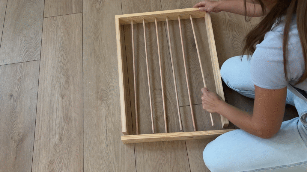 building a diy drying rack with dowels
